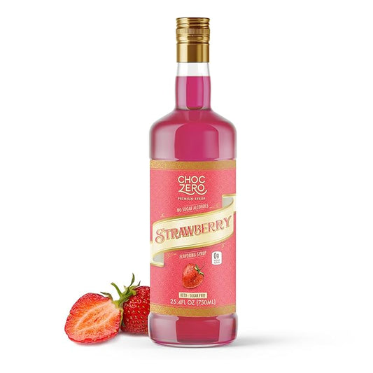 ChocZero Flavoring Syrup, Strawberry Flavor, Sugar Free Syrup for Drinks, Keto Friendly, 25.4 Fluid Ounces