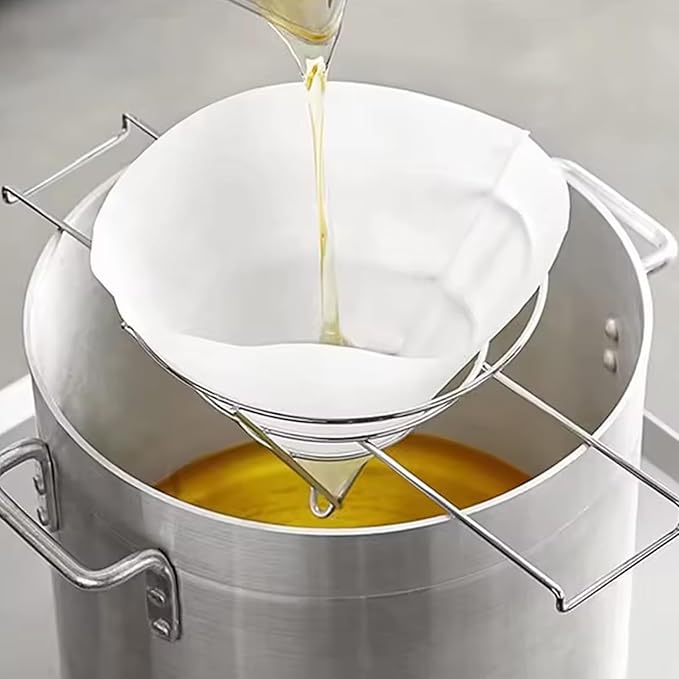 Fryer Filter Stand - Maple Syrup Cone Filter Stand, Stainless Steel Strainer Rack, Folding Arms Design | Commercial Cooking Food Preparation For Restaurant Hotel Kitchen Supplies Accessories