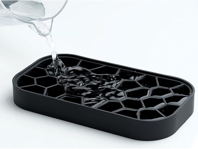 Lékué Ice Box | Ice Cube Tray For Freezer With Lid & Bin | Made With 100 Percent Platinum Silicone | Elegant And Retro Style Ice Cubes | For Cocktails, Ice Tea & Coffee And More | Black