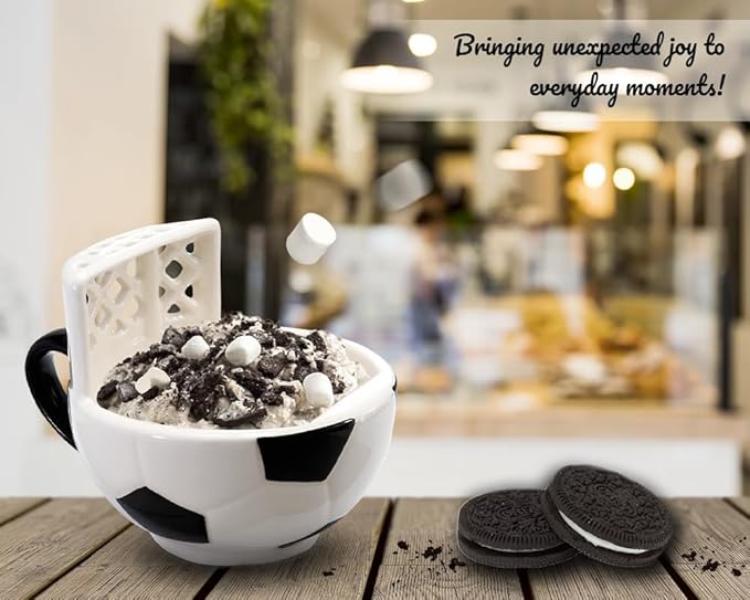 MAX'IS Creations The Soccer Mug with a Goal, Sports Soccer Gifts for Kids Boys 8-12 12-14 Girls Coach Gift Men Mom Funny Coffee Mug Ball Cereal Bowl, 14oz