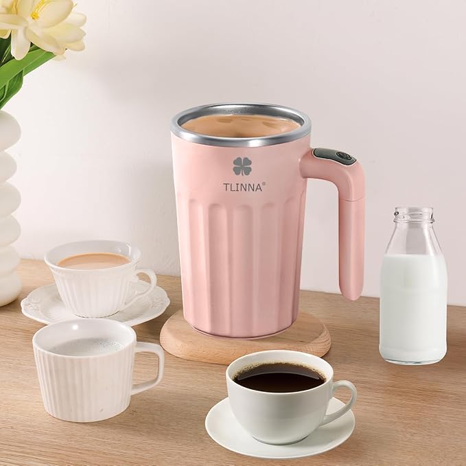 Drink Stirrer,Electric Mixing Mug,Electric Stirring Mug, Coffee Mug,Suitable for Coffee, Milk, Cocoa and Other Beverages (Pink, 16 oz)