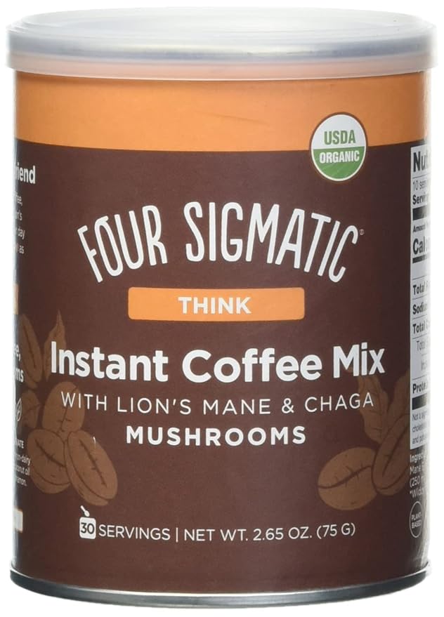 Four Sigmatic Organic Mushroom Coffee | Instant Mushroom Coffee Mix with Lion's Mane, Chaga and Rhodiola for Better Focus and Immune Support | 30 Serving Bag