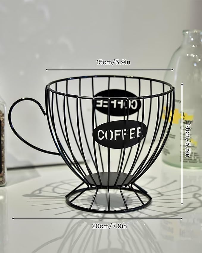 Coffee Pod Holder Large Capacity Coffee Pod Storage Metal Kitchen Countertop Organizer for Home Office Black