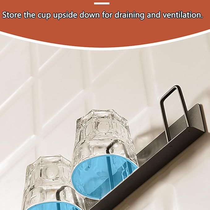 2pcs Mug Hooks Wall-Mounted Mug Holder, Coffee Cups Holder Hanger no Drilling,Mug Rack Hooks with 3 Cup Holders,Cups Storage Hooks for Kitchen, Living Room, Office (Black-3cup)