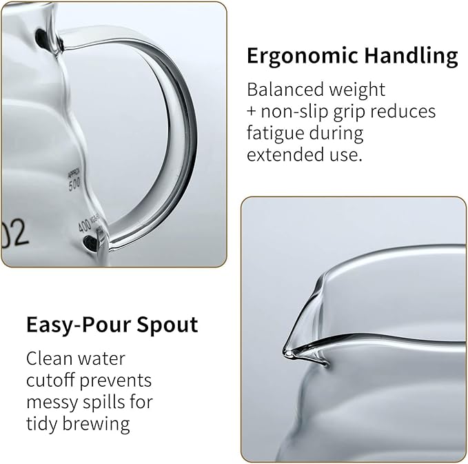 Unbreakable - Pour Over Coffee Maker 720ML/24OZ, Heat Resistant Borosilicate Glass Dripper with Filter Holder, BPA-Free Manual Coffee Brewer for Home and Office Use