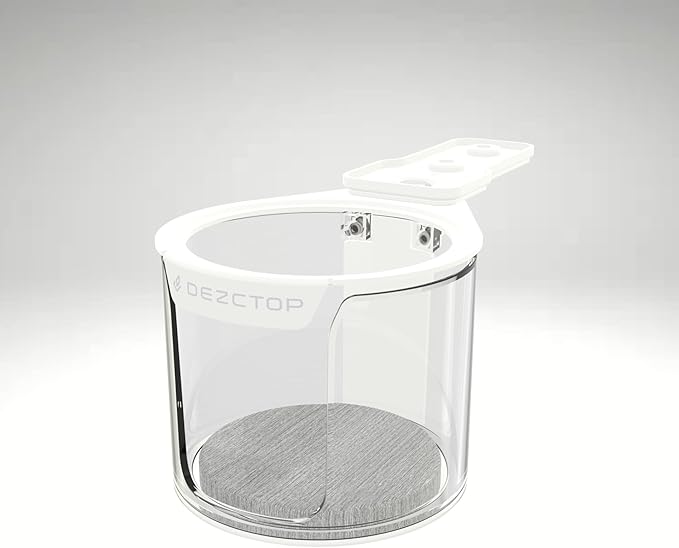 Dezctop Rotating Under Desk Cup Holder Plus with Absorbent Pad, Anti-Spill Swivel Design, Fits Mugs, tumblers, and Cups, Perfect for Gaming or Office Desks, White