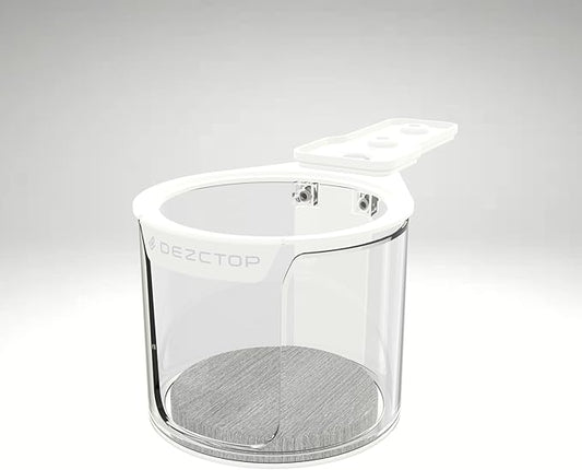 Dezctop Rotating Under Desk Cup Holder Plus with Absorbent Pad, Anti-Spill Swivel Design, Fits Mugs, tumblers, and Cups, Perfect for Gaming or Office Desks, White