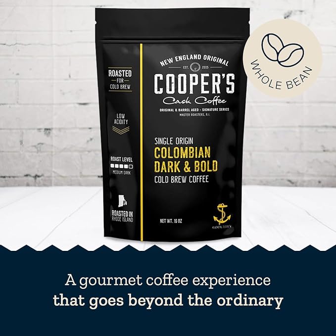 Cold Brew Coffee Colombian Reserve Single Origin Coarsely Whole Bean Coffee - 1 lb. Bag - Dark Roast