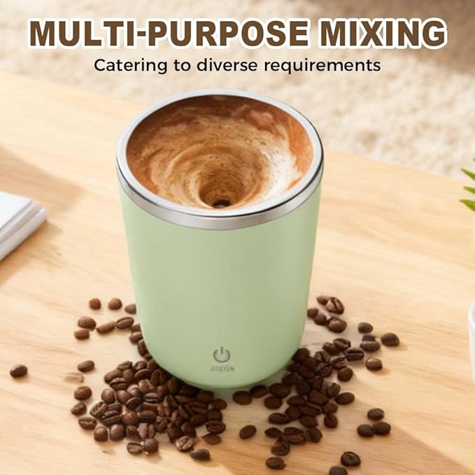 AIIONP Automatic Magnetic Stirring Coffee Mug, 2026 Upgraded Rechargeable Stainless Steel Mug for Home, Portable Coffee Mug for Office, Self Stirring Mug for Travel (Brown)