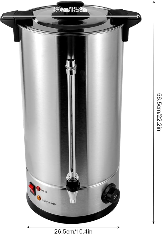 Commercial Coffee Maker,Stainless Steel Coffee Urn with Temperature Control, Coffee Maker Hot Water Urn for Catering (25L,1.4KW Silver, Black)