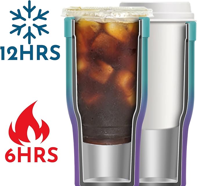 Universal Iced Coffee Sleeve - Insulated Double Wall Reusable Stainless Steel Holder Sleeves Insulator for Cold Drinks Fits Small Medium Large To Go Cups Gifts for Men Women Him Her (Fairyland)