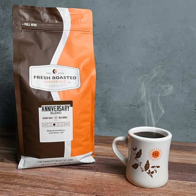 Fresh Roasted Coffee, Anniversary Blend, 5 lb (80 oz), Medium Roast, Kosher, Ground
