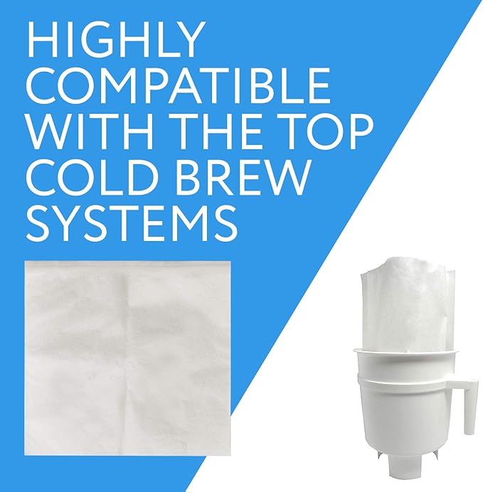 IMPRESA Cold Brew Filter Bags - Disposable Bags for Iced & Batch Coffee - Rip-Resistant Paper Coffee Filters - Compatible with Toddy Cold Brew Maker - 11.25" x 13", White, Pack of 30