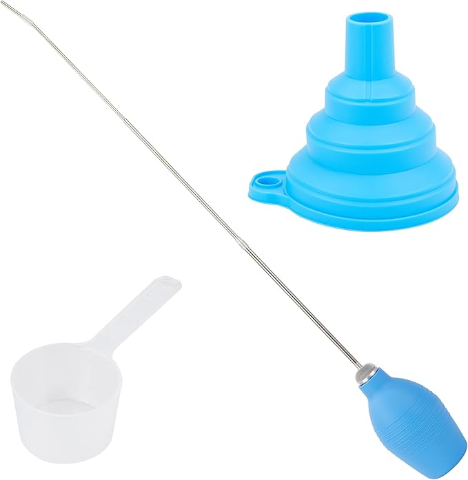 Diatomaceous Earth Powder Duster, Garden Bulb Duster Applicator, Puffer Dispenser Spreader with Long Metal Tube, Spray Bottle for Organic Gardening Agricultural Supply, Blue