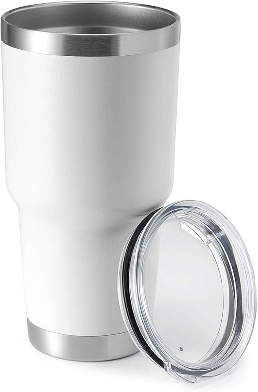 HASLE OUTFITTERS 30oz Stainless Steel Tumbler, Double Wall Vacuum Insulated Travel Mug Tumbler, Durable Insulated Coffee Mug, Gift Box Set (White, 1)