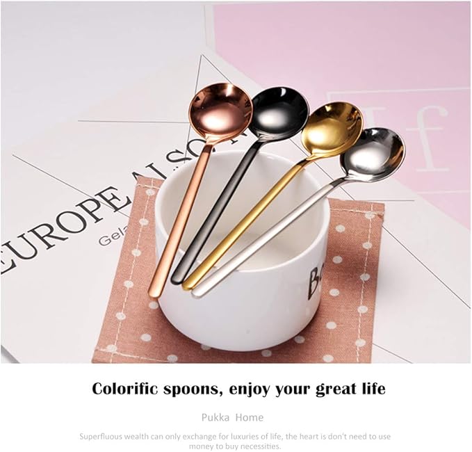 6 PCS Silver Coffee Spoons, 18/8 Stainless Steel Espresso Spoons, 5.2 Inches Vogue Mini Tea Spoon, Cappuccino Stirring Small Spoon for Dessert, Ice Cream, Frosted Handle, Sweejar(Silver)