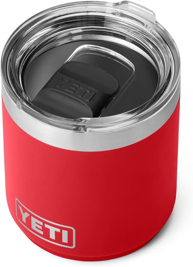 YETI Rambler 10 oz Stackable Lowball 2.0, Vacuum Insulated, Stainless Steel with MagSlider Lid, Rescue Red