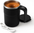 Electric Coffee Mug with a Built-in LCD Thermometer, Rechargeable Automatic Magnetic Self Stirring Coffee Mug, for Brewing Coffee, Milk, Cocoa, Portable Travel Mug for Office Home, 380ml (Black)