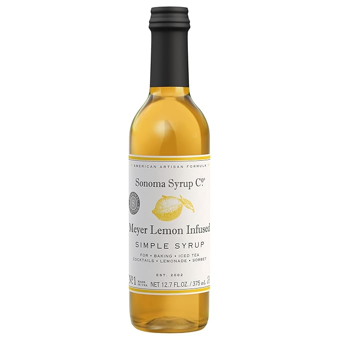 Sonoma Syrup Co. Meyer Lemon Infused Simple Syrup 12.7 fl oz | for Coffee, Cocktails, and Cooking | Hand Crafted in the USA