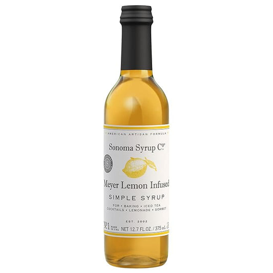 Sonoma Syrup Co. Meyer Lemon Infused Simple Syrup 12.7 fl oz | for Coffee, Cocktails, and Cooking | Hand Crafted in the USA