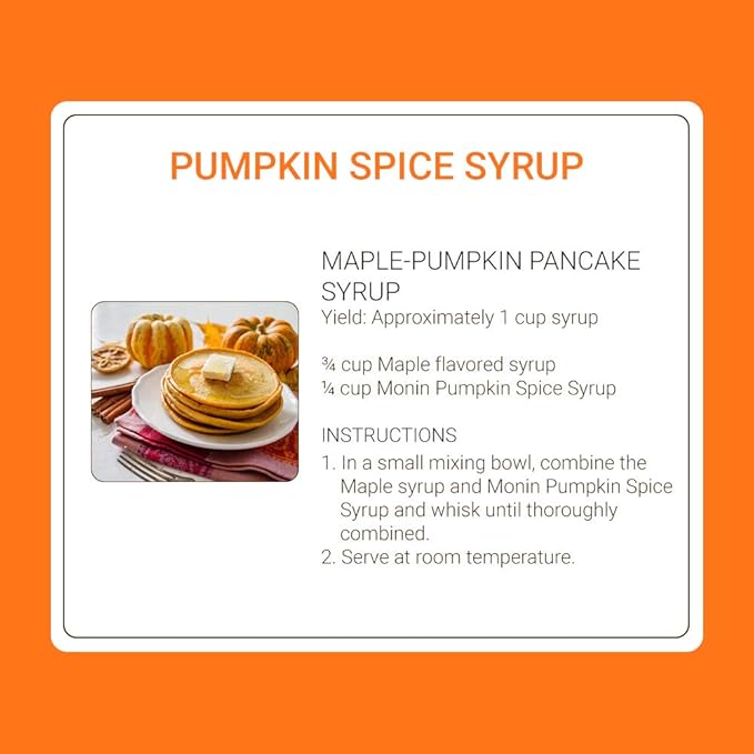 Monin - Pumpkin Spice Syrup, Hints of Nutmeg and Cinnamon, Natural Flavors, Great for Lattes, Mochas, Steamers, Teas, Ciders and Dessert Cocktails, Non-GMO, Gluten-Free (750 ml)