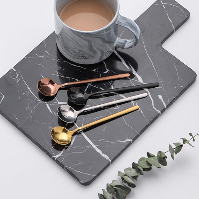 12 PCS Tea Spoons, 18/8 Stainless Steel Espresso Spoon, 5.2 Inches Vogue small coffee Spoon, Cappuccino Stirring Spoons for Dessert, Ice Cream, Frosted Handle, Sweejar (Black)