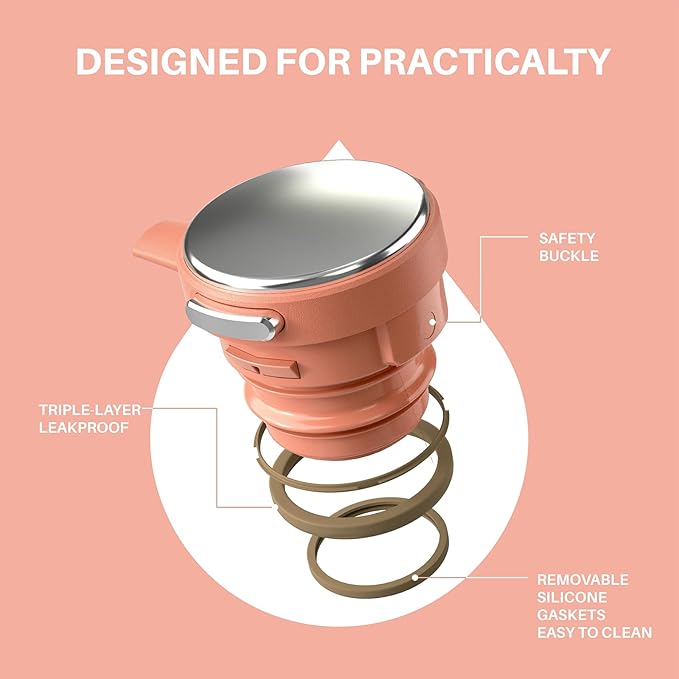 IDEUS Thermal Coffee Carafe 68oz (2,000ml), Stainless Steel Double Wall Insulated Vacuum Flask, Water Jug Coffee Server and Beverage Dispenser, Heat and Cold Retention (Coral, 68oz (2,000ml))