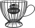 Coffee Pod Holder,Large K Cup & Capsule Storage Organizer, Tea Cup Coffee Capsule Basket, Metal Coffee Bar Organizer for Kcup Kitchen Dinning Room Office Home Cafe Hotel (Black)