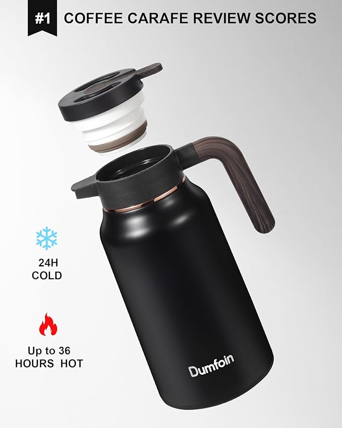 Premium Thermal Coffee Carafe, Stainless Steel, Double Wall Insulated, Hot and Cold Beverage Server
