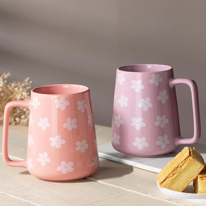 24 oz Large Ceramic Coffee mugs, Extra Large Tea and Coffee Cups, Large Handle Coffee Mug for Office and Home, Microwave and Diahwasher Safe. (24 oz violet)