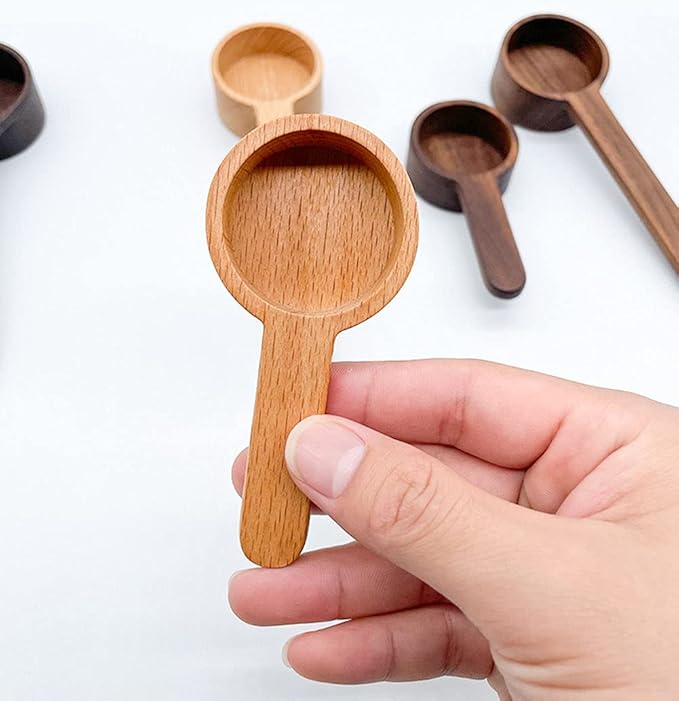 Coffee Spoons, CISHNOU Wooden Coffee Ground Spoon, Measuring for Ground Beans or tea, Soup Cooking Mixing Stirrer Kitchen Tools Utensils, 1 Wooden Tea Scoop(Wooden Color)