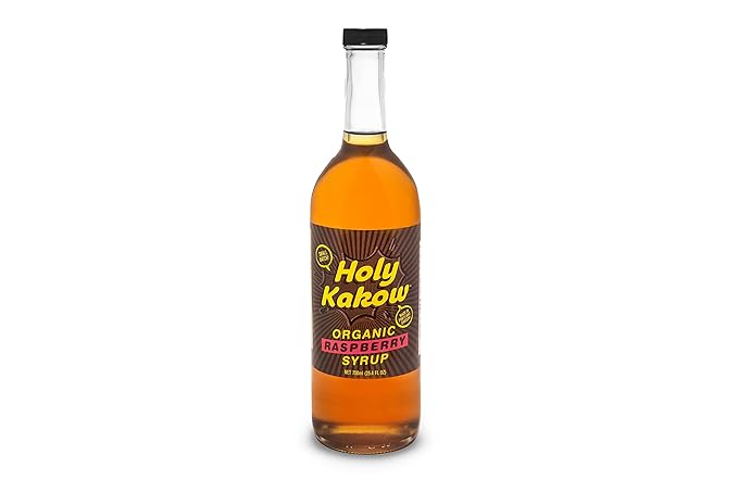 Holy Kakow Organic Raspberry Syrup - Made with Organic Ingredients, GMO Free, Vegan, Gluten-Free, No Preservatives, Raspberry Syrup for Coffee - 750ml Bottle