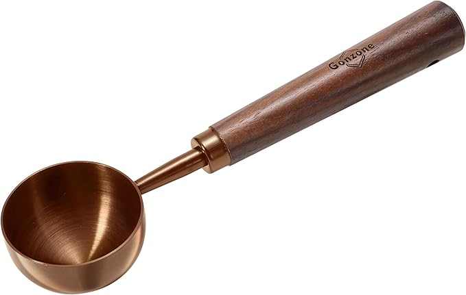 Vintage Coffee Measuring Spoon - 304 Stainless Steel, Coffee Scoop，10g Capacity, Walnut Handle - Perfect for Coffee, Tea, and More (Rose Gold)