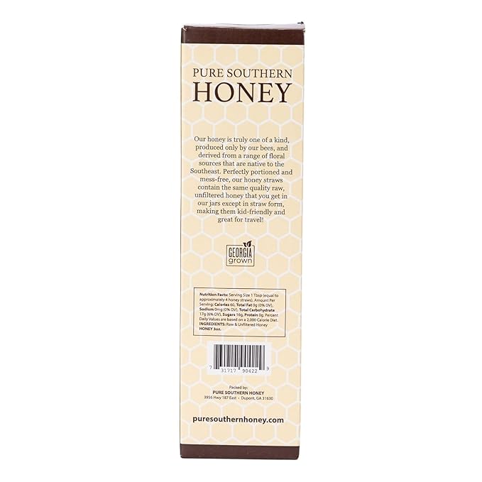 100% Authentic, USA - Made Raw Unfiltered Gourmet Honey Stick Gift Box by Pure Southern Honey - Unheated - Non - GMO, No Additives, Single-Serve All - Natural Sweetener for Teas and Snacks