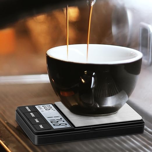 Digital Coffee Scale with Timer,Espresso Scale 1000g x 0.1g Mini Barista Scale,Pocket Food Scale Gram and Ounces with LCD Display/Auto-Off/Tare Function(Batteries Included)