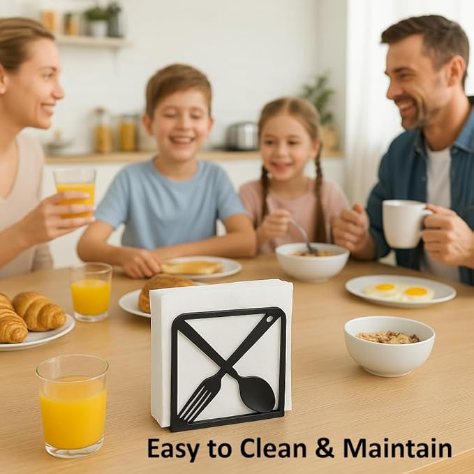 2-Pack Decorative napkin holder for table & coffee filter holder Set – Black coffee napkin holder – Fits Standard Napkins & coffee filter size #2 & #4