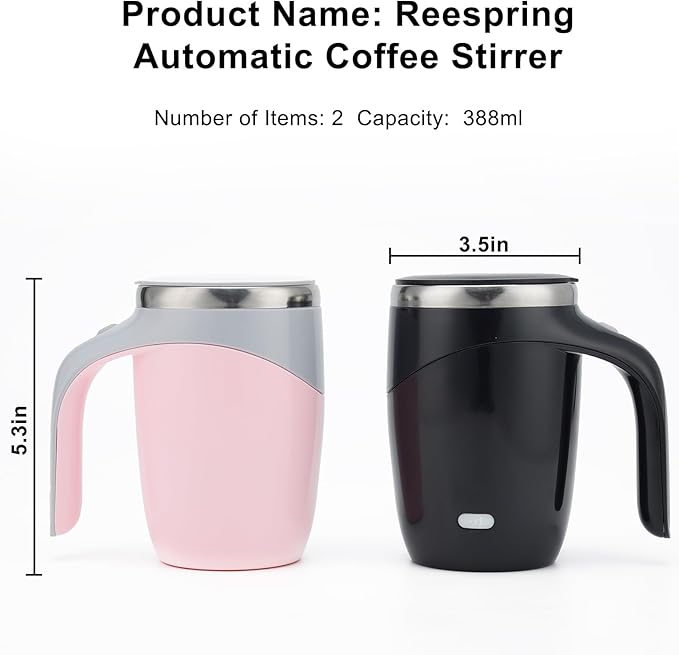 Self Stirring Coffee Mug, Auto Stirring Coffee Mug Rechargeable Self Mixing Coffee Cup for Coffee, Tea and Milk - 2 Pack (Model Combo 2)