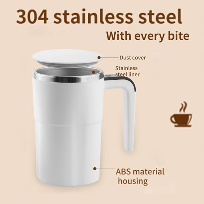 Electric Coffee Mug with a Built-in LCD Thermometer, Rechargeable Automatic Magnetic Self Stirring Coffee Mug, for Brewing Coffee, Milk, Cocoa, Portable Travel Mug for Office Home, 380ml (Black)