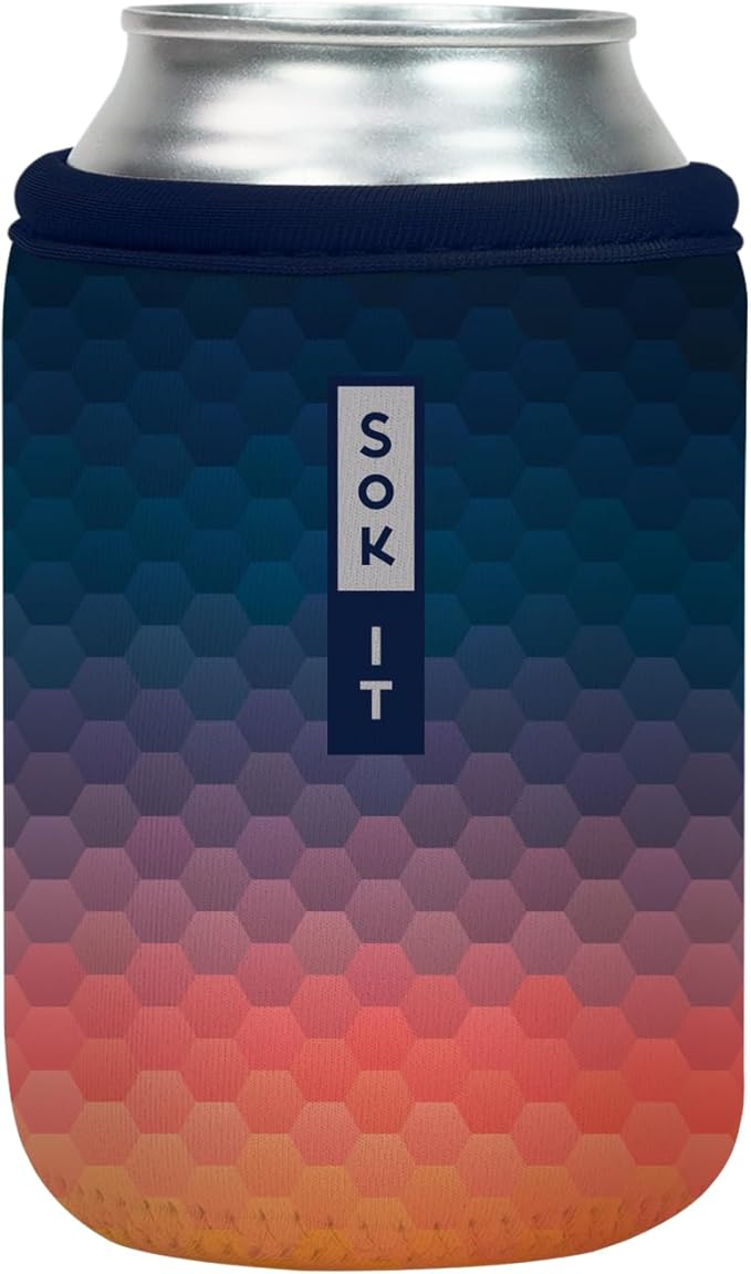 Sok It CanSok Sleeve for Beer & Soda Insulated Neoprene Cover (Hexagon Sunset, 12oz Can Sleeve)