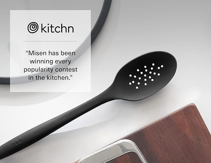 Misen Silicone Mixing Spoon - Professional-Grade, Dishwasher Safe - No Scratch Nonstick-Safe Kitchen Tool for Stirring, Scraping, and Serving - Stong, Durable, Heat Resistant - Black