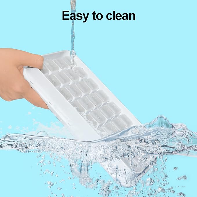 Ice Cube Trays for Freezer With Bin, Scoop, and Press Plate - 2 Tiers, Lid Included