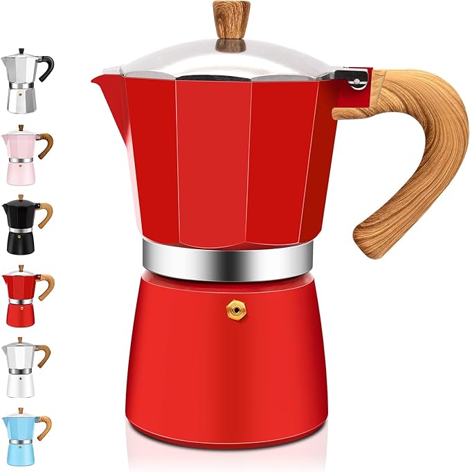 3 Cup Aluminum Espresso Stovetop Moka Pot Express Coffee Maker Percolator Italian Classic Mocha Coffee Machine for Italian and Cuban Cafe Brewing for Home & Camping 150ml 5oz