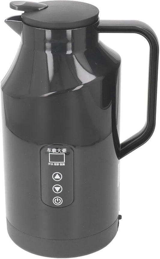 Haofy Portable Car Electric Kettle Hot Water Boiler 200W 1500ml 12V 24V Stainless Steel Display with Cigarette Lighter Plug for Travel