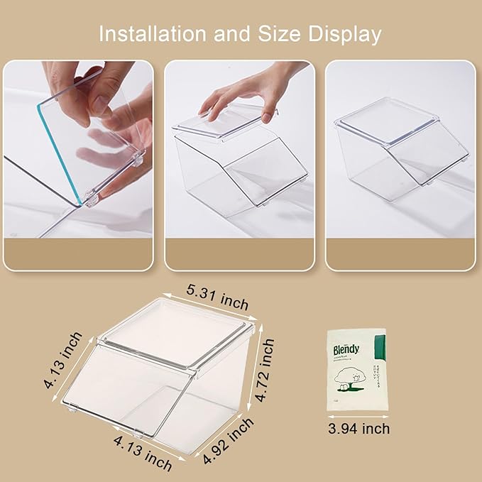 Tea Bag Organizer Coffee Pod Holder K Cup Holder, Stackable Acrylic Desk Organizer Box with Lid, 4 Pack