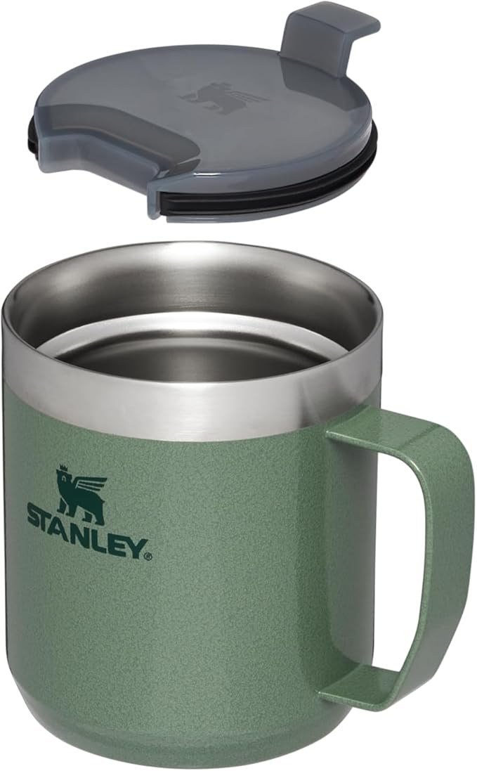 Stanley Stay-Hot Camp Mug 12 oz & 24 oz | Press Fit Drink Through Lid | Cup for Coffee, Tea and Drinks | Insulated Stainless Steel Coffee Mug | BPA-Free