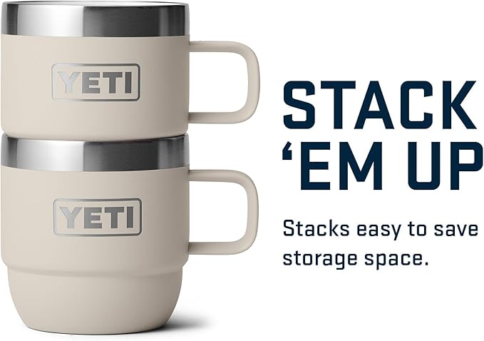 YETI Rambler 6 oz Stackable Mug, Stainless Steel, Vacuum Insulated Espresso/Coffee Mug, 2 Pack