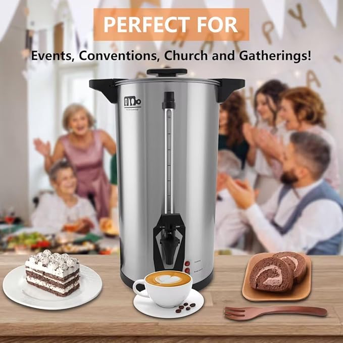 75 Cup 12L/3.17Gallon Commercial Coffee Urn, Festa Essential 950W Large Percolate Coffee Maker, Hot Beverage dispenser With Double Dripless Faucet, Quick-Brewing Hot Water Urn for Catering,Home,Events