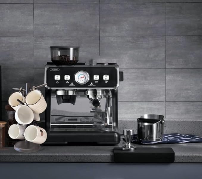 Black Coffee Mug Holder, Non-Slip Cup Tree With 6 Hooks for Counter, Rack (Black)