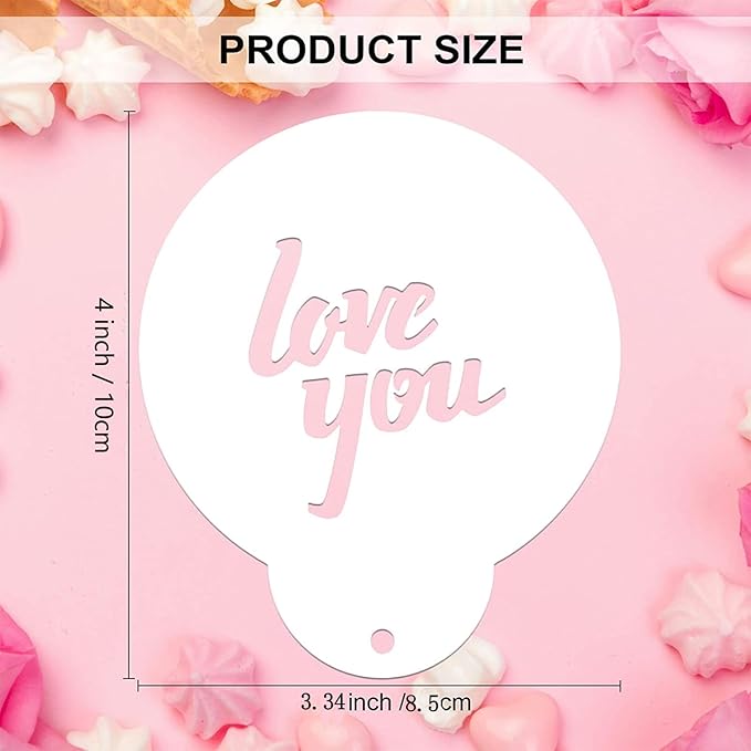 Konsait Coffee Stencil, 15 Pieces Latte Art Stencils for Coffee Decorations, Oatmeal Cupcake Cake Cappuccino Mousse Hot Chocolate Valentines Day