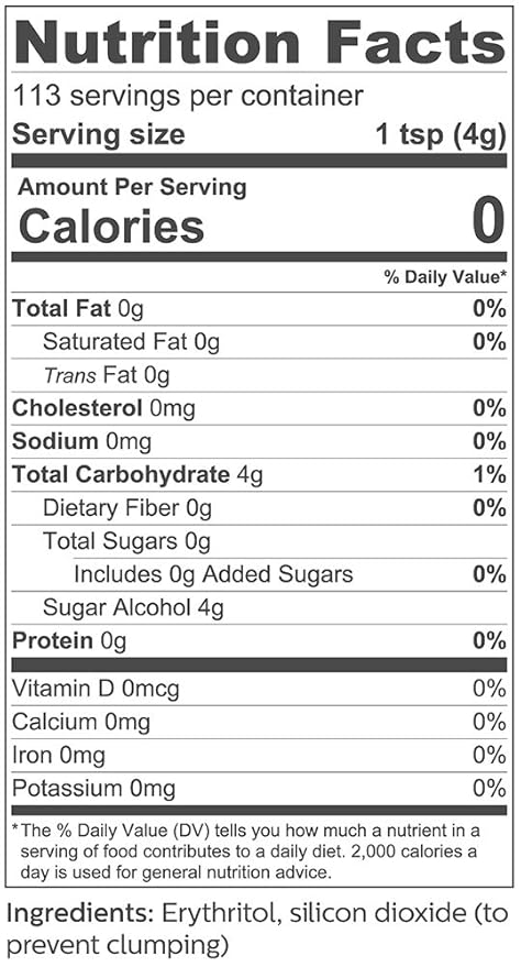 So Nourished Powdered Erythritol Sweetener - 1:1 Sugar Substitute, Keto - 0 Calorie, 0 Net Carb, Non-GMO (2.5 lbs / 40 oz)